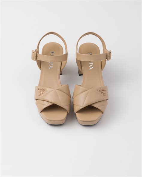 prada puffy slides|Sand Beige Quilted Nappa Leather Slides .